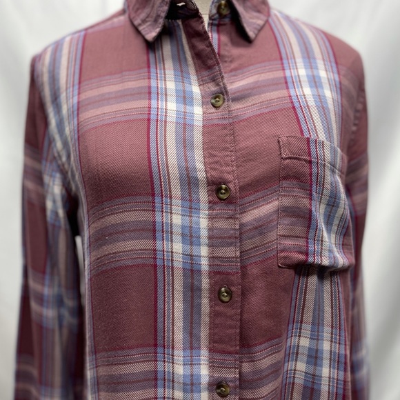 SO Long Sleeve Plaid Button Down Shirt Pink, Light Blue, Maroon Sz Medium - Picture 8 of 8